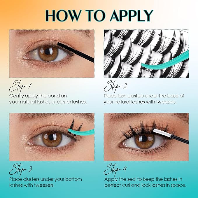 GEMERRY Lash Clusters with Bottom Lashes Fluffy Lash Extension Clusters 11-14mm Cluster Lashes Wispy Cluster Eyelash Extensions with 5-6mm Bottom Eyelashes DIY Eyelash Clusters for Self Use