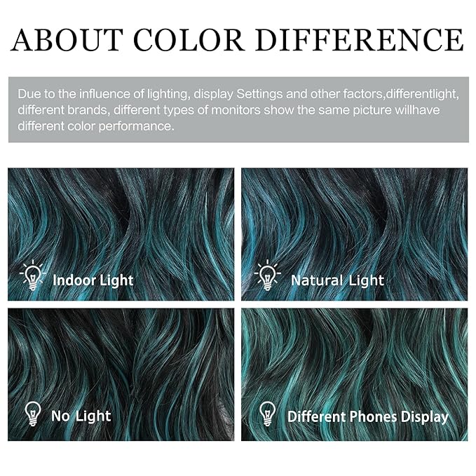 Black Teal Blue Highlight Long Wavy Wig with Curtain bang 26 Inch Ombre Teal Blue Black wig Synthetic Heat Resistant Wig for Women Daily Party used.