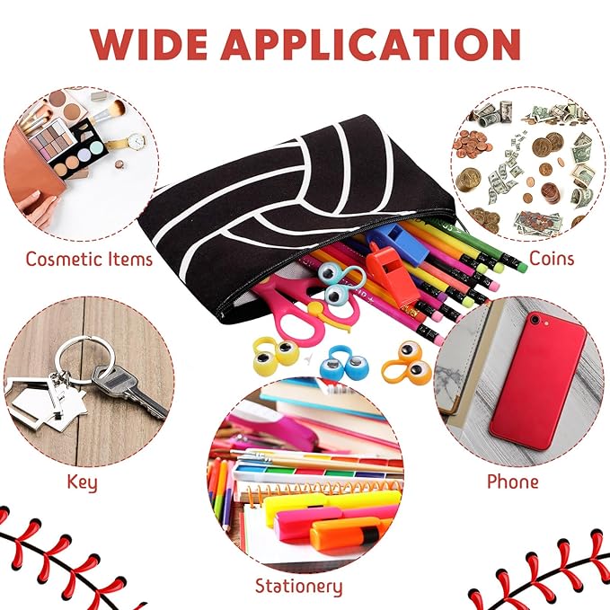 Eccliy 20 Pcs Volleyball Makeup Bags Bulk Sport Team Gifts Volleyball Cosmetic Bag Accessories for Women Toiletry Zipper Pouch Travel Canvas Gifts Stuff for Party Team Players Lover