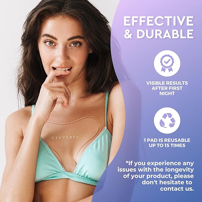 CLEVERFY Silicone Chest Wrinkle Pads for Décolleté - 4-Pack of T-Shape Reusable Anti-Wrinkle Patches