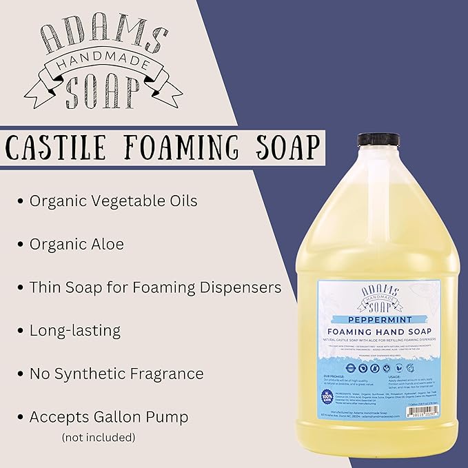 Adams Handmade Soap Liquid Foaming Soap 1 Gal - Peppermint