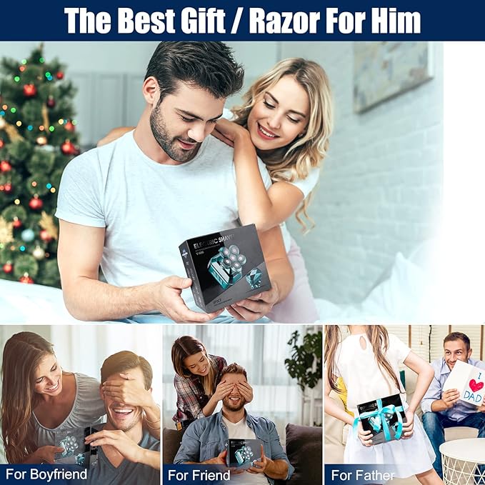 Head Shavers for Bald Men, IPX7 Waterproof Detachable Head Shaver,6D Electric Razor for Men, 6 in 1 Wet/Dry Rechargeable LED Shaving Kit with Type-C Charge