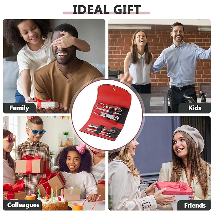 12 Set Manicure Set Bulk Mini Manicure Nail Clipper Kit 7 in 1 Stainless Steel Professional Nail Care Pedicure with Travel Portable Bag Grooming Kits for Women Men Home(Black)