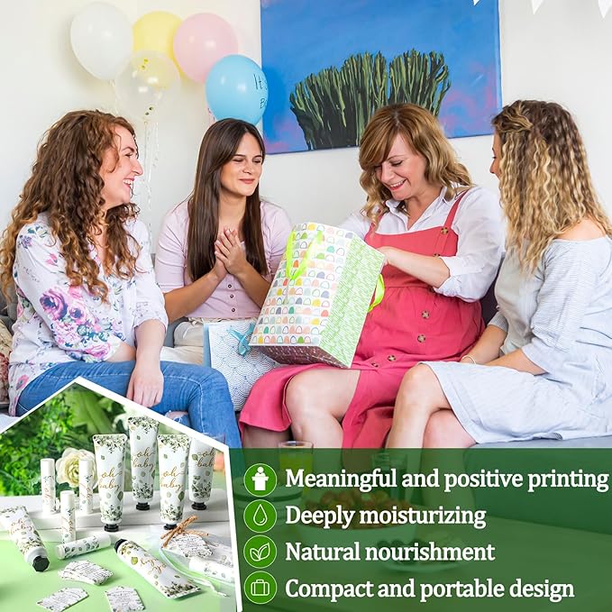 192 Pcs Baby Shower Gifts for Guests Prizes Include 48 Hand Cream and 48 Lip Balm Bulk Bridal Wedding Party Gifts Favor Travel Hand Lotion with Organza Bags Tags for Guests(Oh Baby)