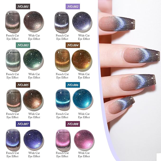 Crushed Diamond Cat Eye Gel Nail Polish with Magnet Stick, 15ml Holographic Glitter Gel, Ideal for DIY Nail Art, Enchanted Glow