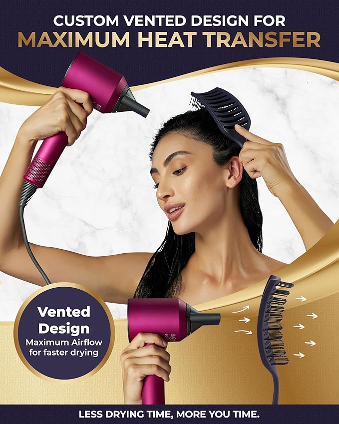 Vented Brush for Blow Drying, Shower & Thick, Coily or Straight Hair | Detangling Brush with Curved Vents & Wide Frame (Empowered Purple)