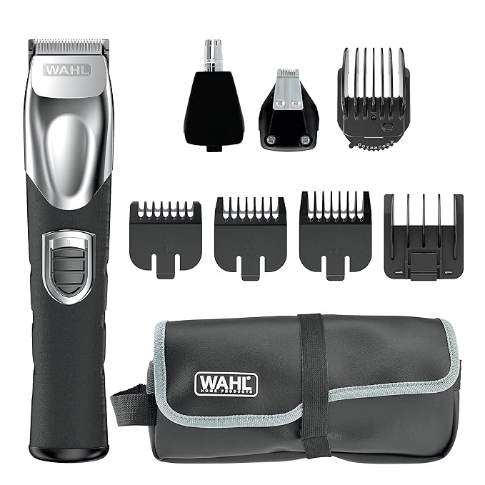 Wahl USA Rechargeable Lithium Ion All in One Beard Trimmer for Men with Detail and Ear & Nose Hair Trimmer Attachment – Model 9854-600B