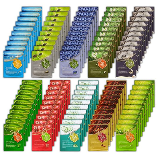 Entel 100 Pcs Combo-Pack, Premium Korean Facial Mask Sheet (10 Types x 10 pcs), Five Chemical Free ; No-Paraben, No-Silicon, No-Mineral Oil, No-Artificial Colors and No-Ethanol