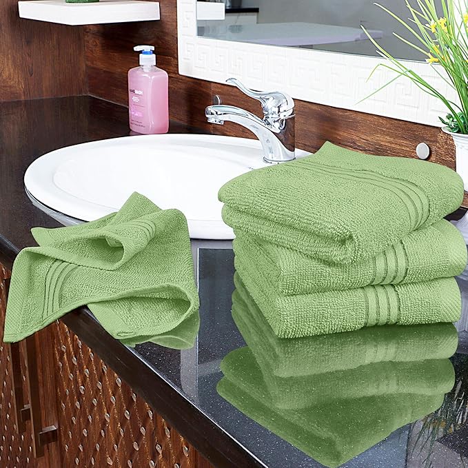 Utopia Towels 12 Pack Premium Wash Cloths Set, 12 by 12 Inches, 100% Cotton Ring Spun, Highly Absorbent and Soft Feel Washcloths for Bathroom, Spa, Gym, and Face, Sage Green