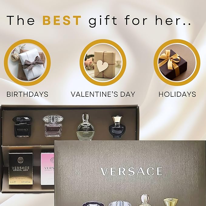 Versace Gifts & Sets Womens Mini Set (Crystal Noir/Bright Crystal/Eros Pour Femme EDT, Pour Femme Dylan Blue EDP)