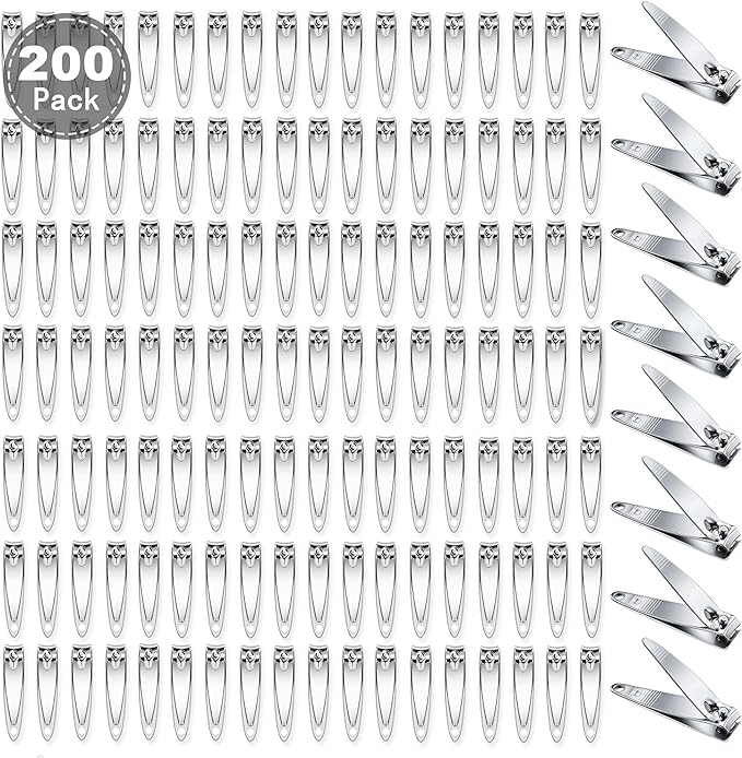 200-Pack Fingernail Clippers Nail Clippers in Bulk for Women Man Portable Sturdy Stainless Steel Small Nail Cutter Bulk Toenail Clippers Multipack for Travel Homeless Care Package Supplies