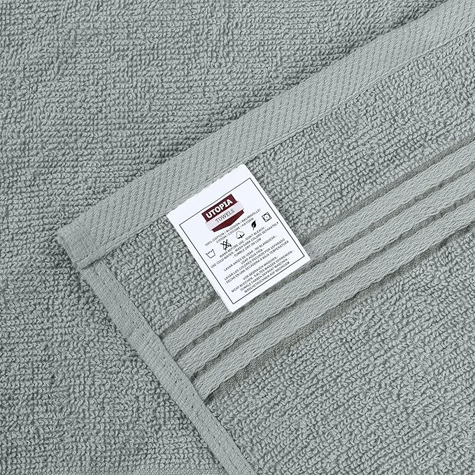 Utopia Towels 12 Pack Premium Wash Cloths Set, 12 by 12 Inches, 100% Cotton Ring Spun, Highly Absorbent and Soft Feel Washcloths for Bathroom, Spa, Gym, and Face, Cool Grey