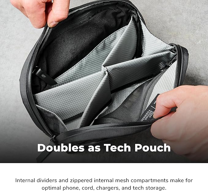 ALPAKA Toiletry Bag - Detachable Wrist Strap - 2 Internal Dividers and 2 Mesh Pockets - Doubles as EDC Pouch - Optimally Sized Accordion-Style Toiletry Bag For Men