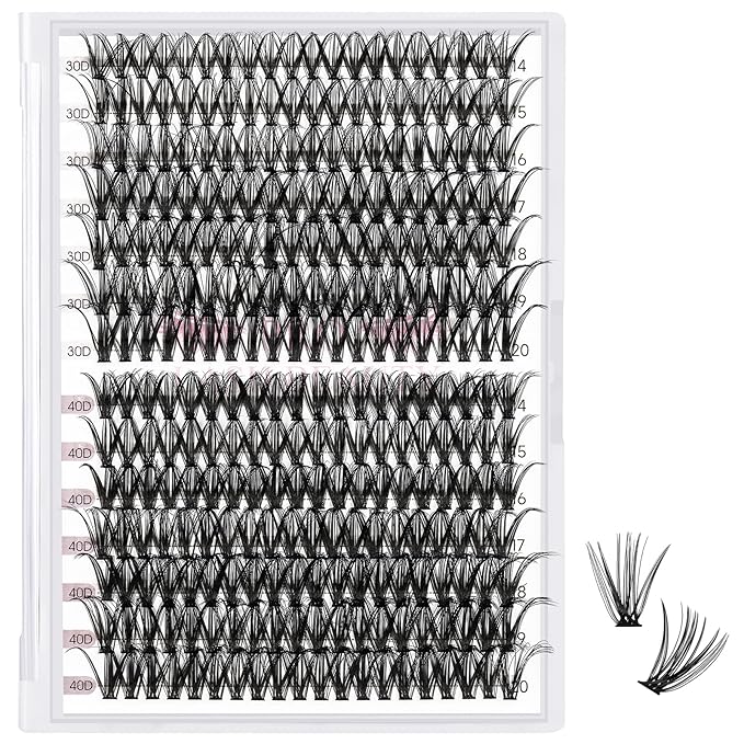 280 Pcs Individual Lashes 30D Mixed Lash Clusters 14 Rows Cluster Lashes that Look Like Eyelash Extensions DIY Lash Extension Self Application At Home (30D-D-14-20mix)
