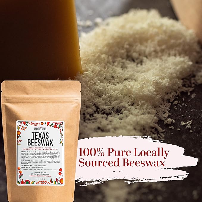 Better Shea Butter Bees Wax for Candle Making | Raw Beeswax for Candles, Food Grade | 100 Pure Beeswax Bar For Lotion Making and Lip Balms Making | 1 lb (16 oz)
