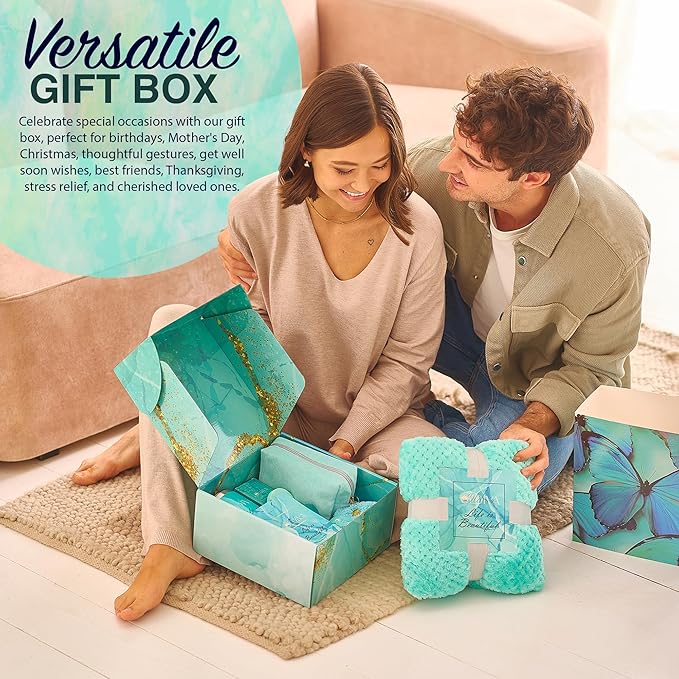 11 Pcs Gift basket for women, Spa Self Care Kit, Unique Spa Gift Box Set for Women, Birthday Gifts for Friend women, Mom, Wife, Girlfriend, Sister, Coworker, Her, Mother's Day Gift (Blue)
