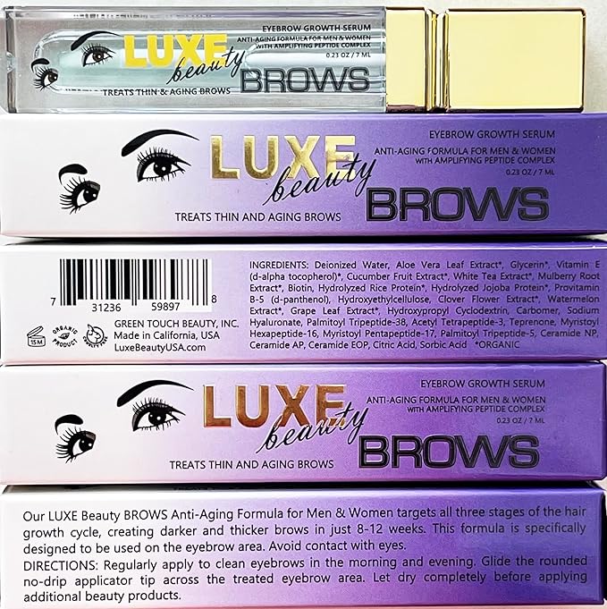 Luxe Beauty - Advanced Eyebrow Growth Serum for Thicker, Fuller Brows - Anti-Aging Formula for Men and Women - 0.23 fl oz / 7ml