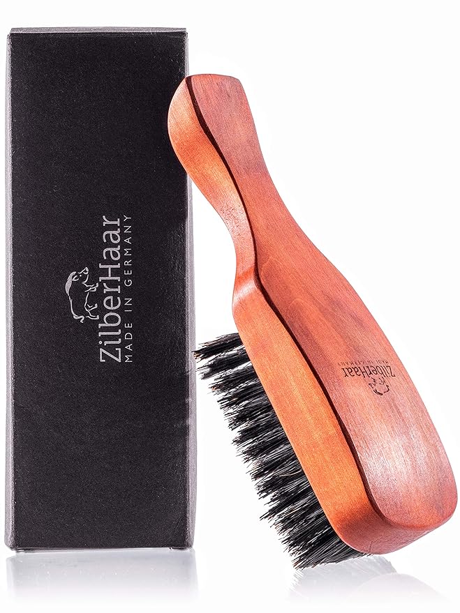 ZilberHaar Major – Men's Hair and Beard Brush – Soft Boar Bristles – Massages and Exfoliates Skin and Scalp – Ideal Men's Grooming Accessory – Made in Germany