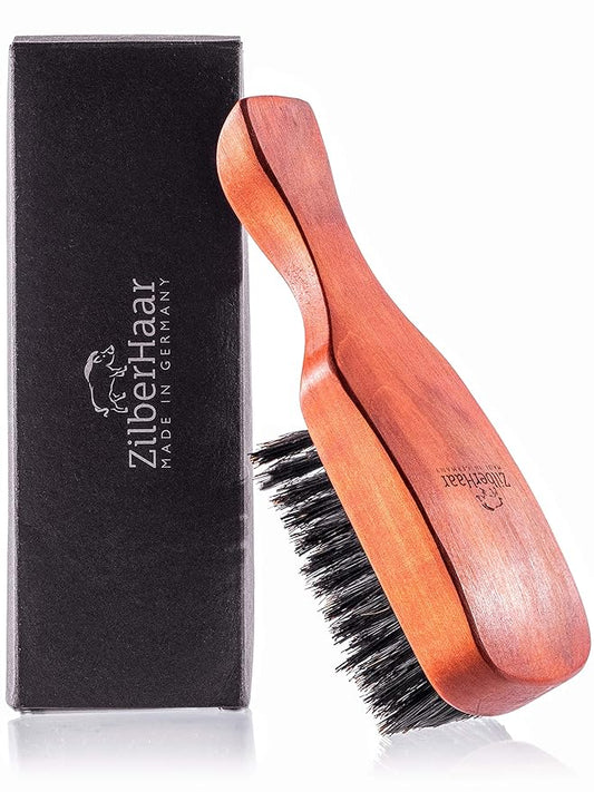 ZilberHaar Major – Men's Hair and Beard Brush – Soft Boar Bristles – Massages and Exfoliates Skin and Scalp – Ideal Men's Grooming Accessory – Made in Germany
