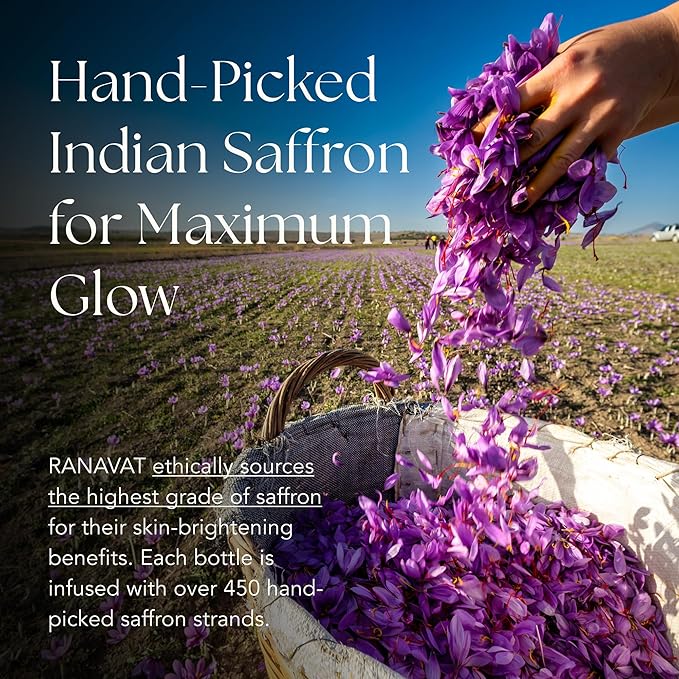 RANAVAT Brightening Saffron Face Serum - Discoloration Correcting Facial Serum, Dark Spot Corrector, Vitamin C Alternative & Hyperpigmentation Treatment - Leaves Skin with a Healthy Glow (1 oz)