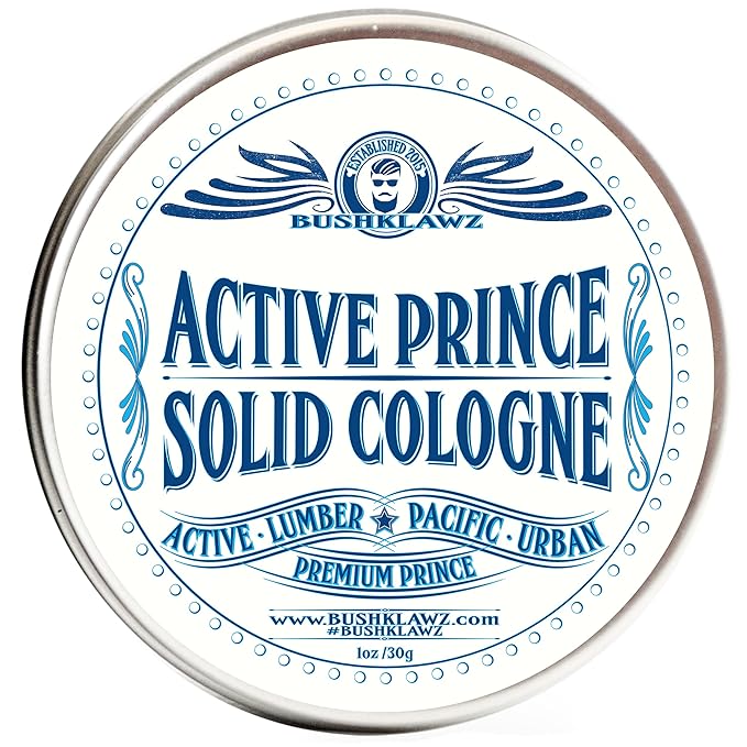 Active Prince Solid Cologne 1 oz Full Size Alcohol Free Natural Concentrated Travel Friendly Tins Men's Fragrance Manly Scents to Satisfy all Types of Viking Cannon Black Prime