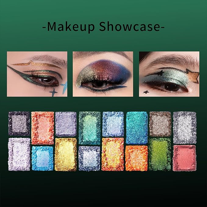 16-Color Eyeshadow Palette Shimmering Multi-Effect Tones Waterproof for a Mesmerizing Glow #08 Ambition