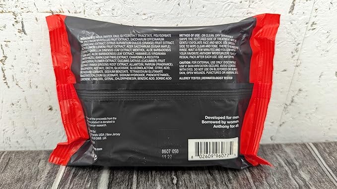 Anthony Glycolic Exfoliating & Resurfacing Wipes – Men’s Cleansing Face Cloths to Clean and Brighten Complexion – Gentle Pore Refining for Normal, Oily or Sensitive Skin – 30 Sheets per Bag