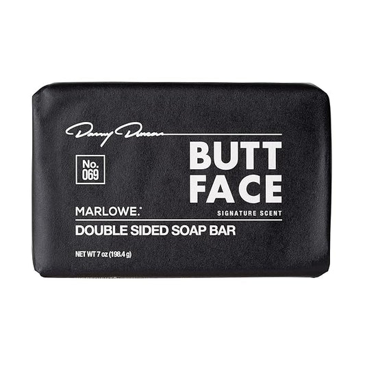 x Danny Duncan No. 069 Butt Face Mens Soap, 7 Oz, Double Sided Moisturizing & Body Exfoliator Bar Soap with Pumice & Apricot Seed Powder, Crisp Sea Air, Fresh Sage + Cedarwood Scent