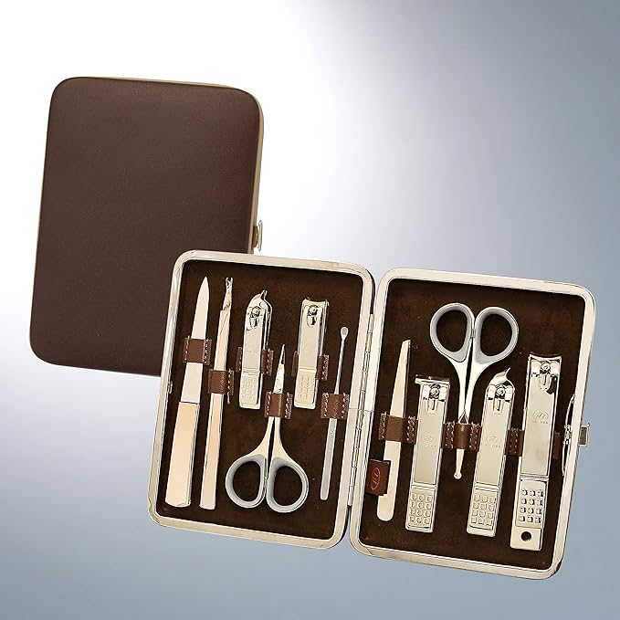 World No. 1, Three Seven 777 Travel Manicure Pedicure Grooming Kit Set - Nail Clipper (Total 10 Pcs, Model: TS-393WG), - Made in Korea, Since 1975