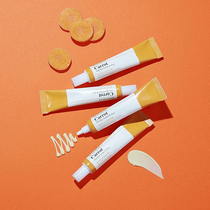 BRING GREEN Carrot Vita Eye Cream & Face Double SET (2 Count) | Anti-Aging, Wrinkles Eyecream with Vitamins C, B, E, Retinol, Beta-Carotene, improve Skin Tone, Dark&Red Spots 1.01 fl.oz. x2, 30ml+30ml