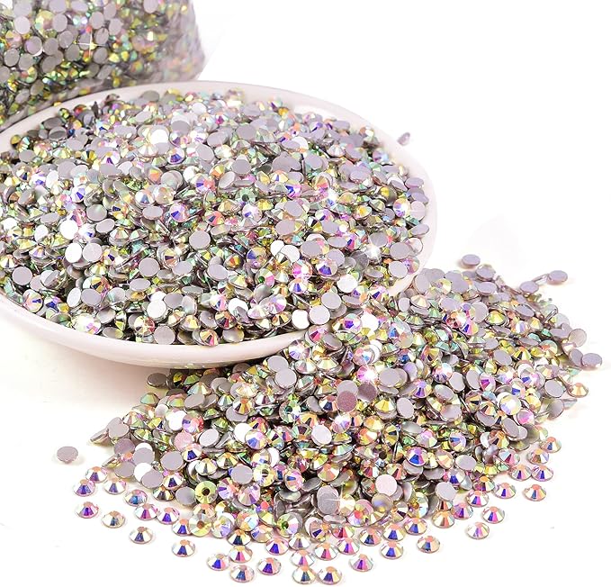 Blinginbox Flatback Rhinestones Bulk,14400pcs Crystal Round Loose Gemstones Glass Rhinestones for Crafts Makeup Nail Art Clothes Shoes DIY Decorations(SS10,2.7-2.9mm,Crystal AB)