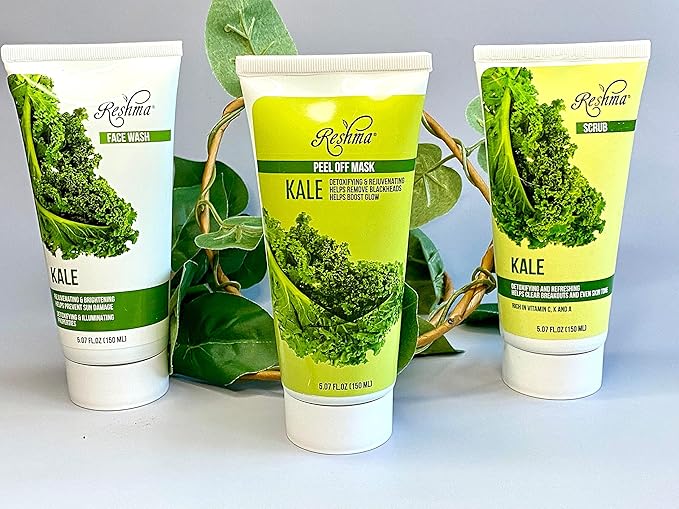 Reshma Beauty Kale Trio - Superfood Skincare Bundle |Face Wash, Scrub, and Peel Off Mask | Removes Blackheads & Excess Oil | Pore Purifying and Cleansing | Skincare Gift Set for All Skin Types
