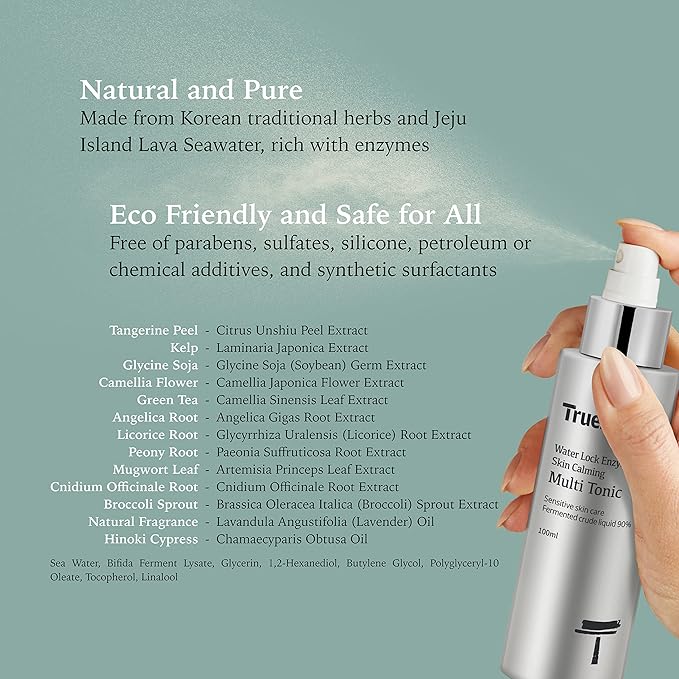 Water Lock Skin Calming Multi Tonic 100ml | 3.4 fl. oz.| Korean Premium Skincare with Fermented Botanical Extract | No Chemicals or Toxins | Hypoallergenic
