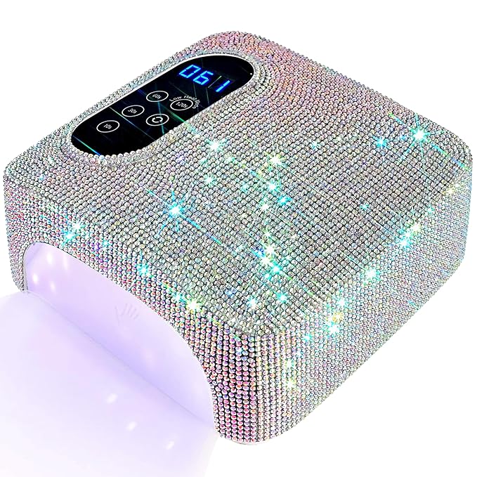 72W UV LED Nail Lamp,Rechargeable Cordless Nail Dryer,Portable UV Led Nail Light with Full Diamond on Surface,Professional Curing Gel Polish Acrylic Nails Tools for Home & Salon