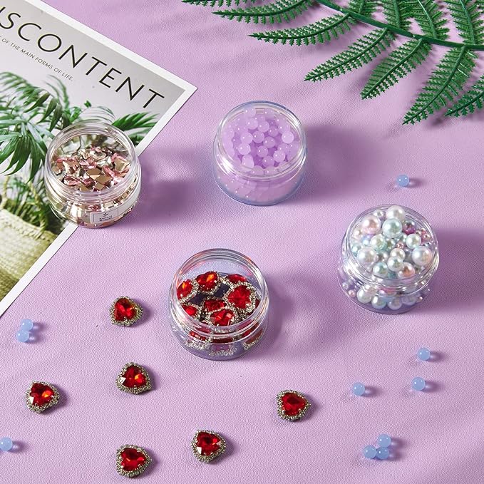 50 Pack 1 OZ Plastic Jars Round Clear Cosmetic Container Jar with Lids, Eternal Moment Plastic Slime Jars for Lotion, Cream, Ointments, Makeup, Eye shadow, Rhinestone, Samples, Pot, Travel Storage