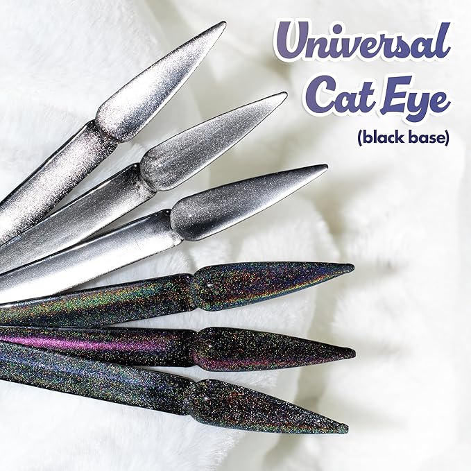 Universal Cat Eye Gel Polish, Clear and Black Base, 6 Shades with Magnetic Stick Varnish Nail Art Nail Salon Manicure 1 Bottle 10ML(0.33fl.oz) sparkling gel DIY