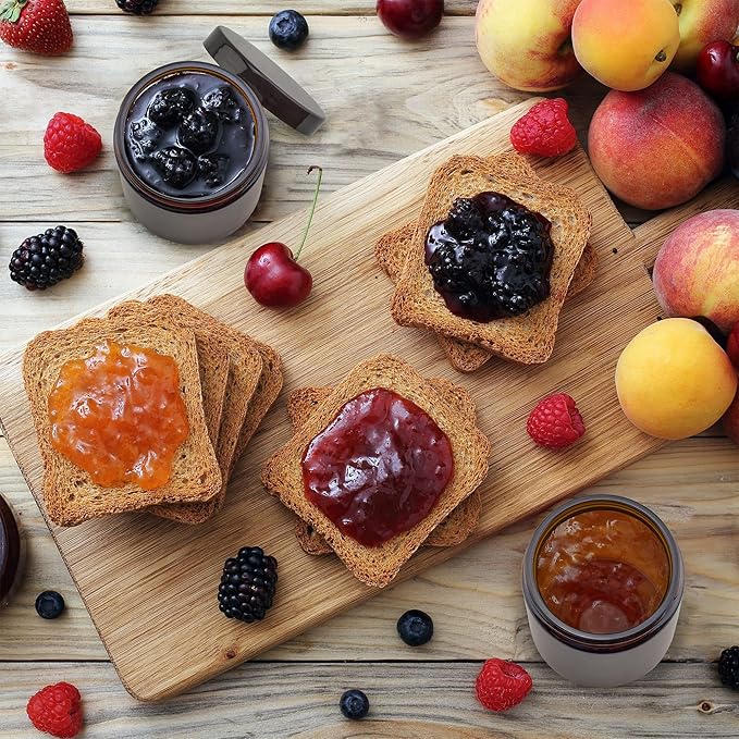 Cornucopia 8oz / 9oz Amber Glass Jars (6-Pack); Straight Sided Cosmetic Jars, Great for Body Butter, Creams, Stash Jars, Etc.