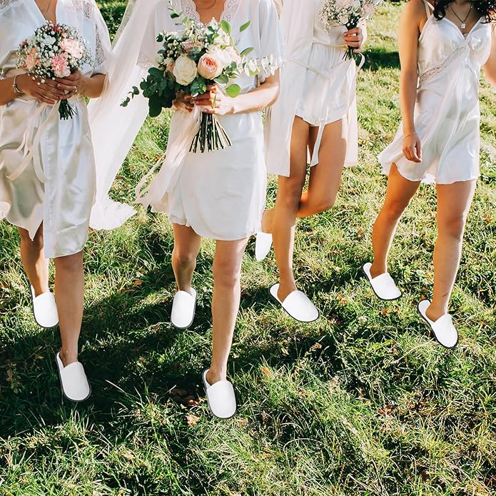 Ramede 80 Pairs Non Slip Disposable Slippers Bulk Hotel Spa Fluffy Closed Toe Indoor Slippers for Guests Men Women Home Wedding Travel Party