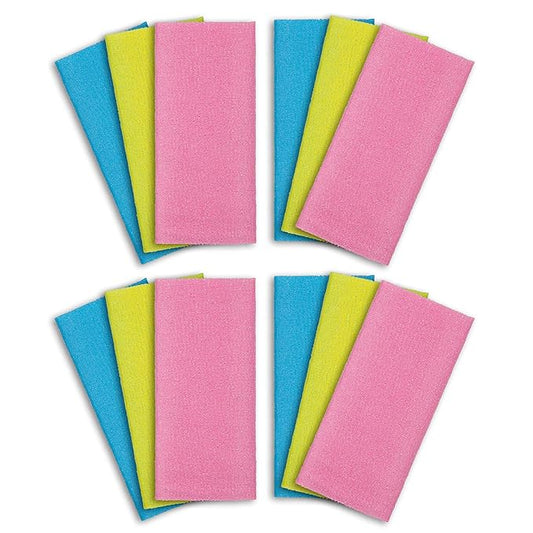 ARCH&M Exfoliating Washcloth 12 Pack Back Scrubber for Shower Towel Body Scrubber Microabrasion Net Sponge Japanese Beauty Washcloth Bath Wash Korean Wash Cloth Korean Loofah Scrub