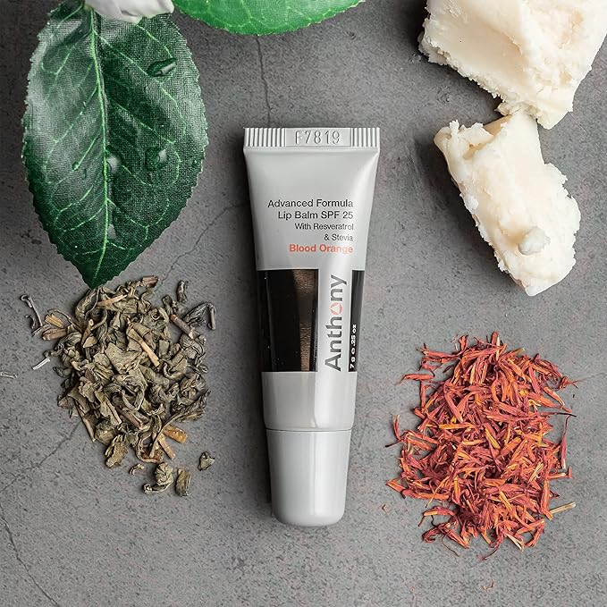 Anthony SPF 25 Lip Balm with Sunscreen, Blood Orange Flavor, Green Tea Extract, Shea Butter and Vitamin E, Moisturizing Repair Treatment for Chapped and Dry Lips, Protects and Hydrates Lips, 0.25 Oz