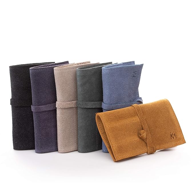 GERMANIKURE 4pc Mini Professional Manicure Set in Suede Case - FINOX Stainless Steel Tools Made in Solingen Germany, Glass Nail Care Supplies Made in Czech Republic