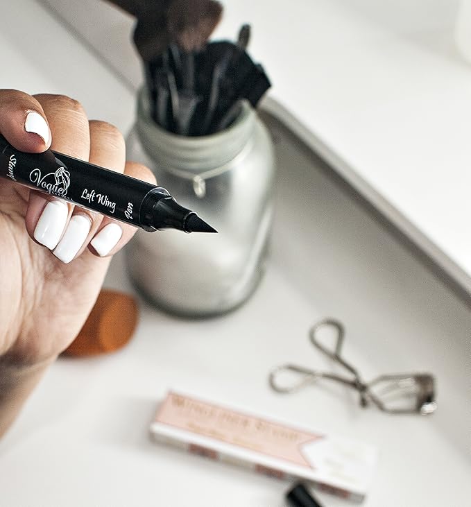 Winged Eyeliner Stamp by Lovoir, Waterproof Make Up, Smudgeproof, Long Lasting Liquid Eye liner Pen, Vamp Style Wing, 2 Wingliner Pens (Triple Pack Combo, Midnight Black)