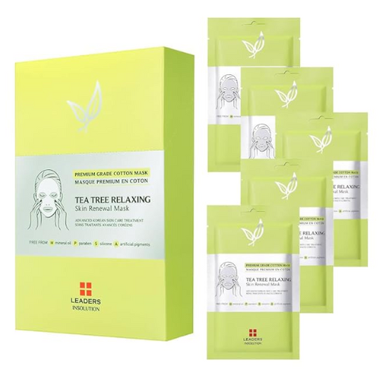 Leaders Insolution Tea Tree Relaxing Skin Renewal Mask Review | Soothing Sheet Mask for Acne, Oil Control, and Sensitive Skin