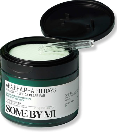 SOME BY MI AHA BHA PHA 30 Days Miracle Truecica Clear Pad – Korean Exfoliating Toner Pads for Clear and Smooth Skin