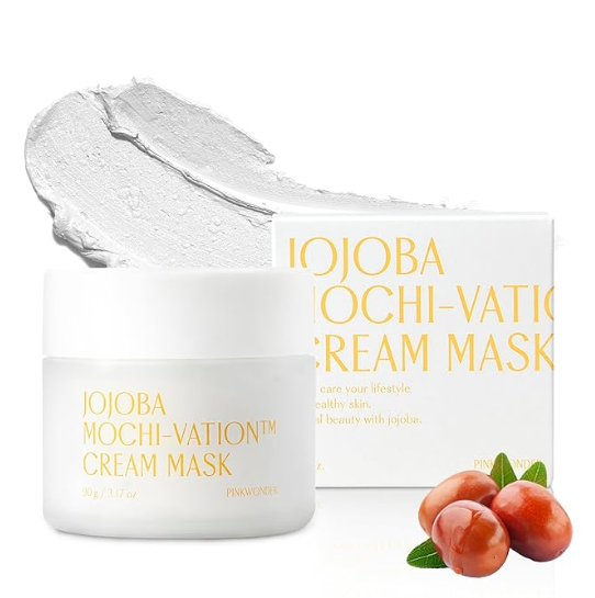 PINKWONDER Jojoba Mochi-Vation Cream Mask – Deep Hydration Clay Mask with Organic Jojoba Oil and Korean Rice Extract