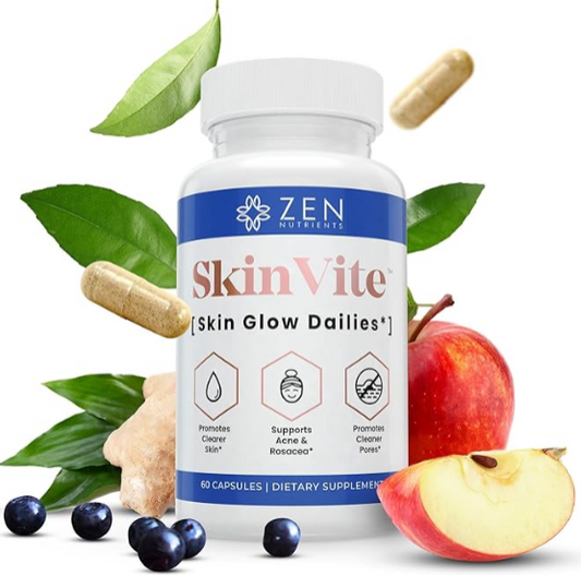 Zen Nutrients SkinVite: Natural Skin Supplement for Clear, Healthy Skin in Women, Men & Teens