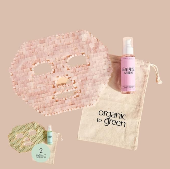 Organic To Green Crystal Rose Quartz Gem Facial Mask: Natural Spa Skincare for Puffy Eyes and Dark Circles
