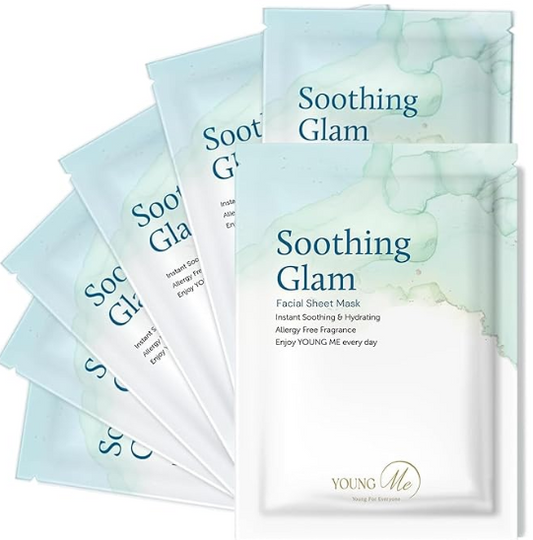 YoungMe Soothing Glam Facial Sheet Mask 6-Pack – Hydrating & Moisturizing Korean Skincare for Sensitive Skin