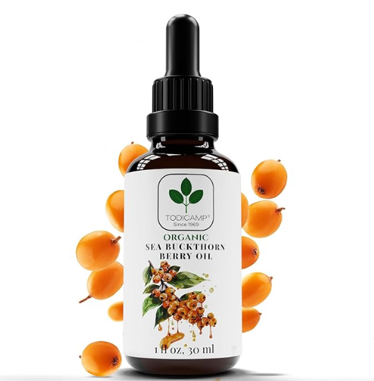 Organic Sea Buckthorn Oil 1 fl oz – Cold-Pressed Berry Oil for Face, Hair, Body & Supplement