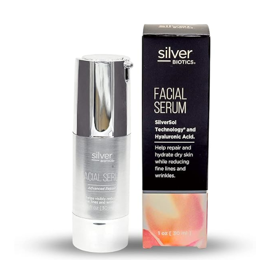 Silver Biotics Anti-Aging Colloidal Nano Silver Facial Serum Gel with Hyaluronic Acid